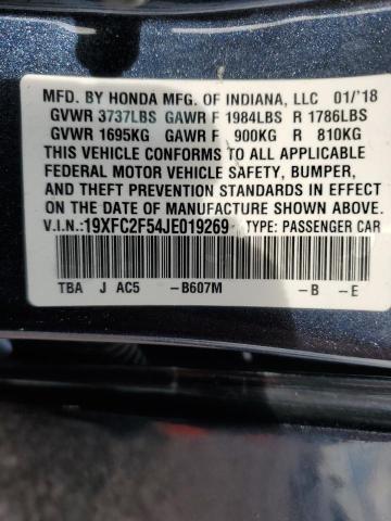 19XFC2F54JE019269 - 2018 HONDA CIVIC LX CHARCOAL photo 12