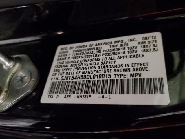 5J8TB4H50DL010015 - 2013 ACURA RDX TECHNOLOGY BLACK photo 12