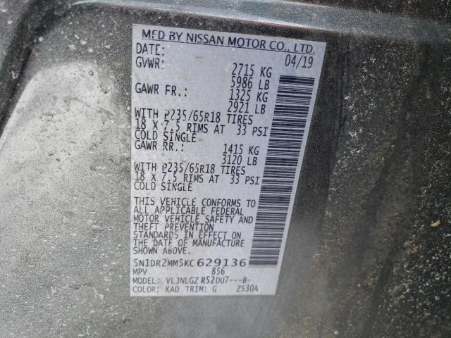 5N1DR2MM5KC629136 - 2019 NISSAN PATHFINDER S Boz foto 13