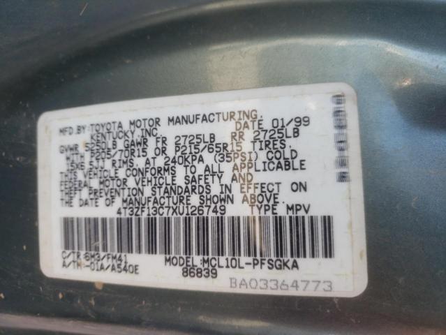 4T3ZF13C7XU126749 - 1999 TOYOTA SIENNA LE GRAY photo 13