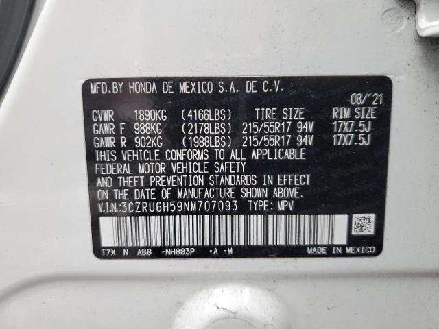 3CZRU6H59NM707093 - 2022 HONDA HR-V EX SILVER photo 13