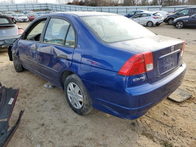 2HGES16335H561787 - 2005 HONDA CIVIC DX VP BLUE photo 2