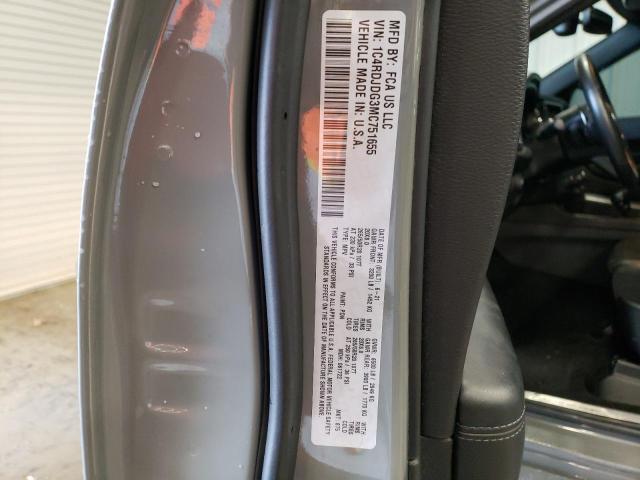 1C4RDJDG3MC751655 - 2021 DODGE DURANGO GT GRAY photo 14