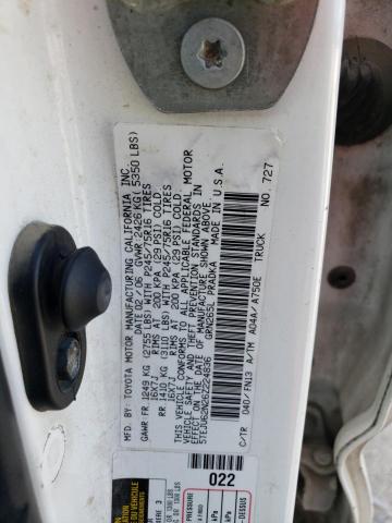 5TEJU62N26Z224836 - 2006 TOYOTA TACOMA DOUBLE CAB PRERUNNER WHITE photo 12