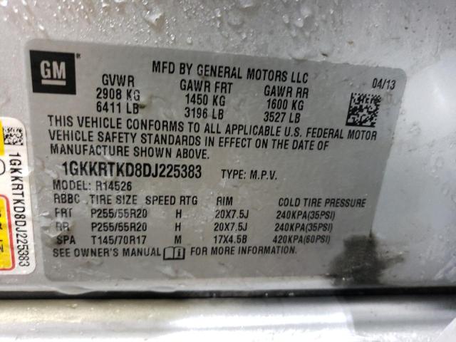 1GKKRTKD8DJ225383 - 2013 GMC ACADIA DENALI SILVER photo 12