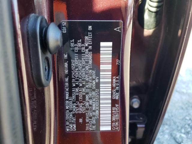 5TDBK3EH2CS137512 - 2012 TOYOTA HIGHLANDER BASE Marron photo 13