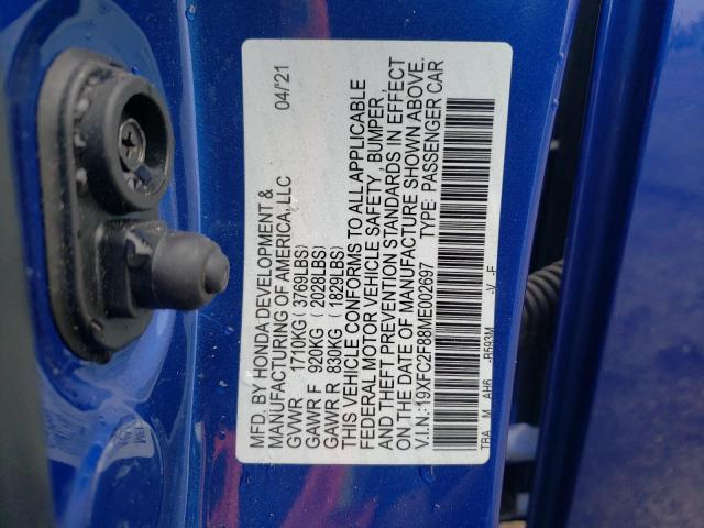 19XFC2F88ME002697 - 2021 HONDA CIVIC SPORT 蓝色 照片 13