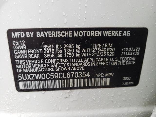5UXZW0C59CL670354 - 2012 BMW X5 XDRIVE35D WHITE photo 14