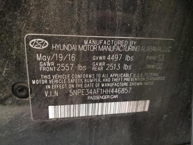 5NPE34AF1HH446857 - 2017 HYUNDAI SONATA SPORT BLACK photo 12