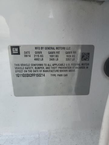 1G11G5SX2FF150214 - 2015 CHEVROLET MALIBU LTZ თეთრი ფოტო 12