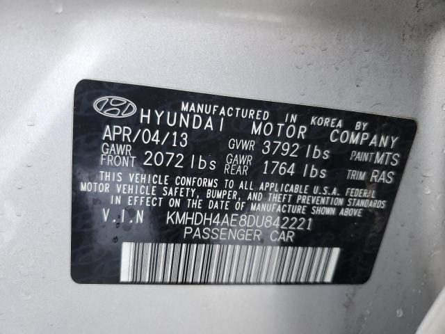 KMHDH4AE8DU842221 - 2013 HYUNDAI ELANTRA GLS SILVER photo 12