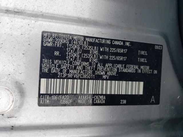 2T3P1RFV6PC385011 - 2023 TOYOTA RAV4 XLE SILVER photo 12