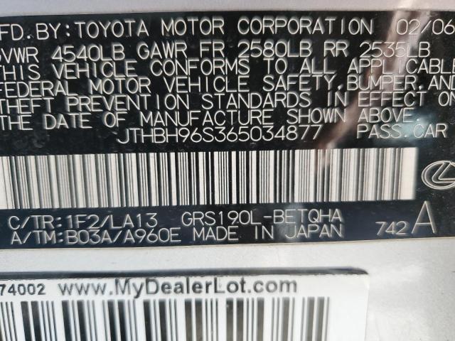 JTHBH96S365034877 - 2006 LEXUS GS 300 SILVER photo 14