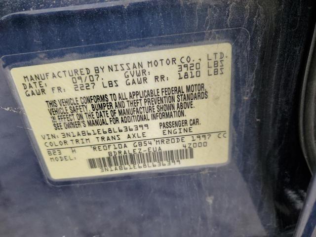 3N1AB61E68L636399 - 2008 NISSAN SENTRA 2.0 BLUE photo 12