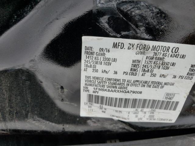 1FM5K8ARXHGA79008 - 2017 FORD EXPLORER POLICE INTERCEPTOR BLACK photo 12