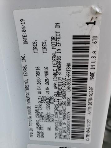 5TFCZ5AN5KX193279 - 2019 TOYOTA TACOMA DOUBLE CAB Ақ фото 12