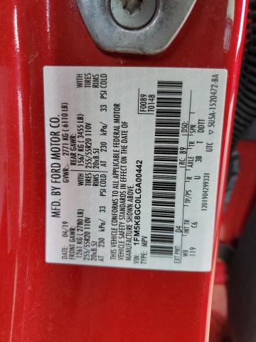 1FM5K8GC0LGA00442 - 2020 FORD EXPLORER ST RED photo 14