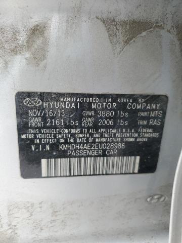 KMHDH4AE2EU028986 - 2014 HYUNDAI ELANTRA SE SILVER photo 12