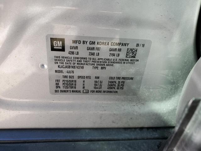 KL4CJASB1KB743749 - 2019 BUICK ENCORE PREFERRED Күміс фото 13