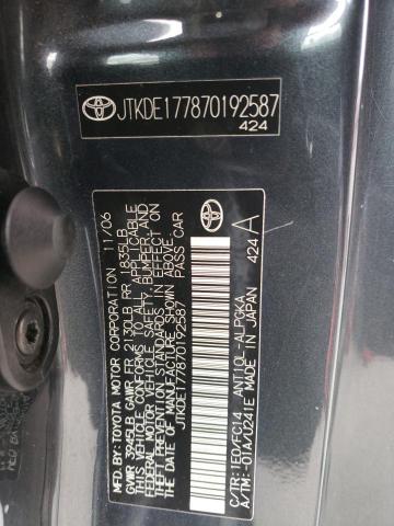 JTKDE177870192587 - 2007 TOYOTA SCION TC ნაცრისფერი ფოტო 12