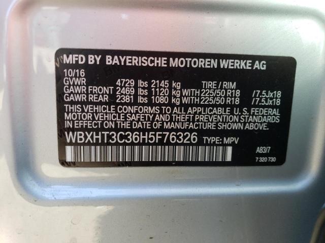 WBXHT3C36H5F76326 - 2017 BMW X1 XDRIVE28I SILVER photo 12
