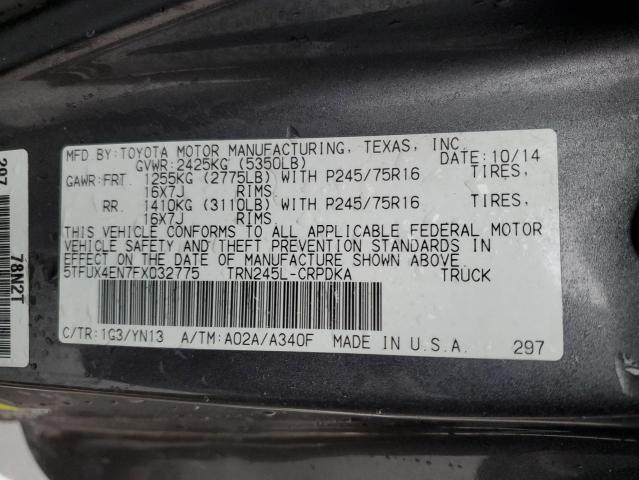 5TFUX4EN7FX032775 - 2015 TOYOTA TACOMA ACCESS CAB Boz foto 12