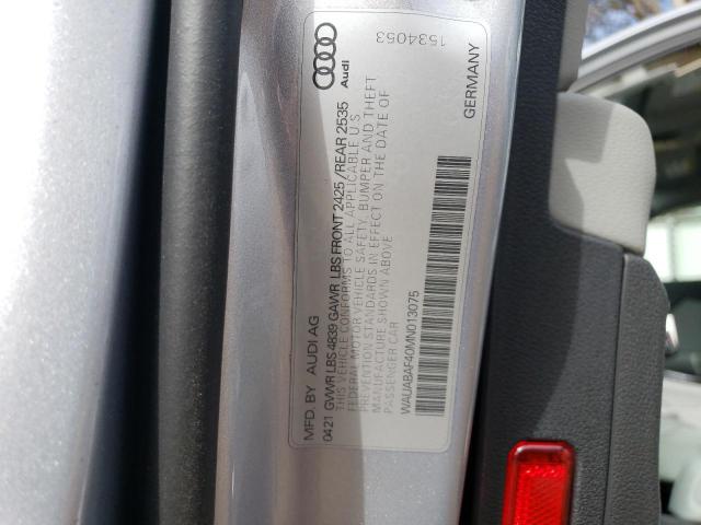 WAUABAF40MN013075 - 2021 AUDI A4 PREMIUM 40 SILVER photo 12