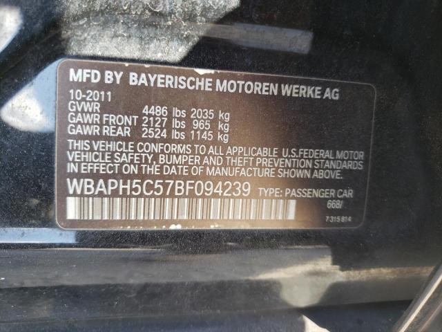 WBAPH5C57BF094239 - 2011 BMW 328 I SULEV BLACK photo 12