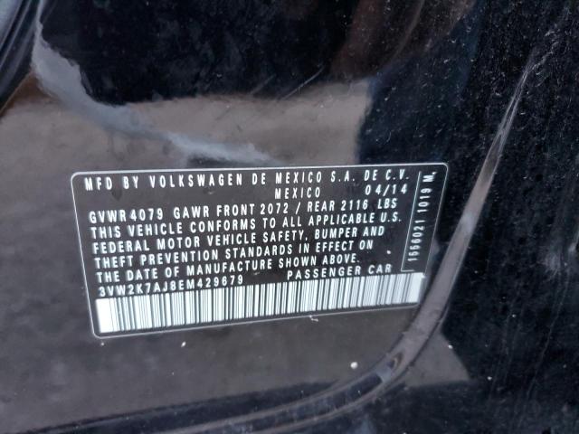 3VW2K7AJ8EM429679 - 2014 VOLKSWAGEN JETTA BASE 黑色 照片 12