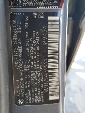 WBAAV33441FU89424 - 2001 BMW 3 SERIES I Boz foto 12