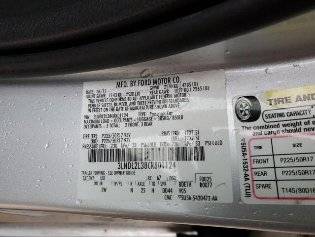 3LNDL2L38CR801124 - 2012 LINCOLN MKZ HYBRID SILVER photo 12