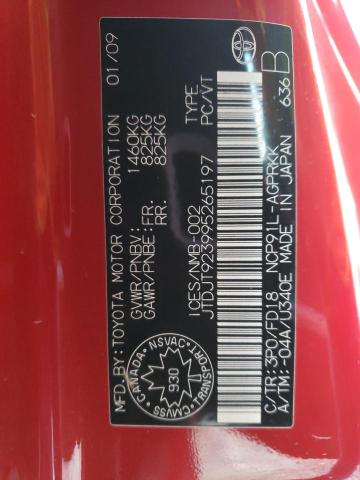 JTDJT923995265197 - 2009 TOYOTA YARIS RED photo 12