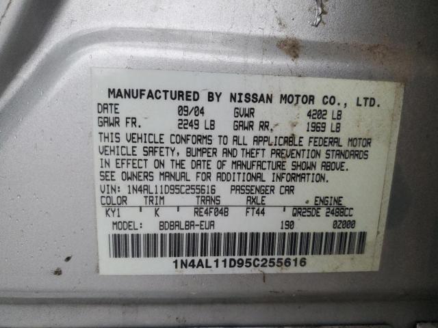 1N4AL11D95C255616 - 2005 NISSAN ALTIMA S SILVER photo 12