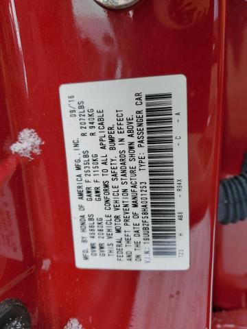 19UUB2F58HA001253 - 2017 ACURA TLX TECH RED photo 12