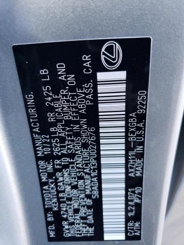 58ADA1C13PU027676 - 2023 LEXUS ES 300H BASE SILVER photo 13