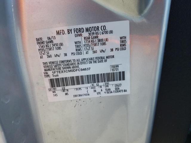 1FTEX1CM0DFC94637 - 2013 FORD F150 SUPER SILVER photo 12