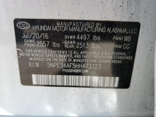 5NPE34AF5HH473723 - 2017 HYUNDAI SONATA SPORT WHITE photo 12