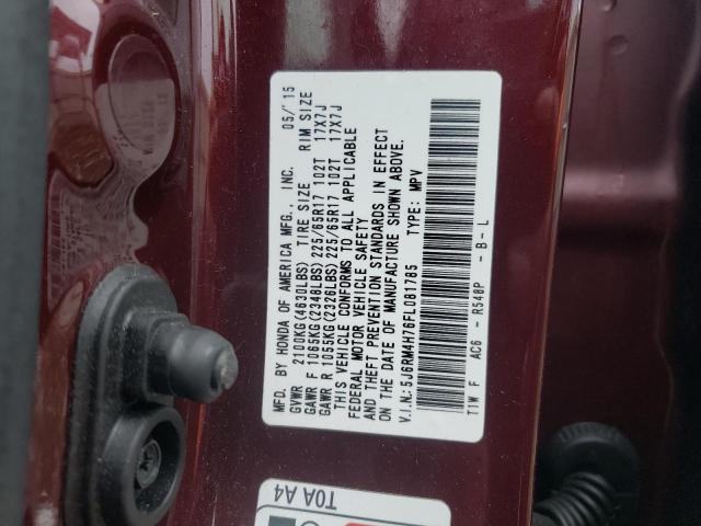 5J6RM4H76FL081785 - 2015 HONDA CR-V EXL BURGUNDY photo 14