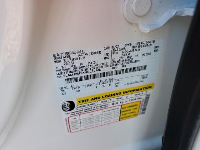 5LMJJ2MTXNEL12766 - 2022 LINCOLN NAVIGATOR თეთრი ფოტო 13