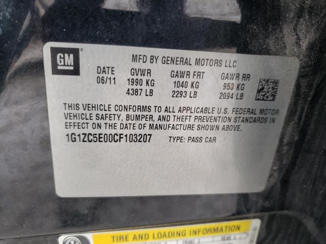 1G1ZC5E00CF103207 - 2012 CHEVROLET MALIBU 1LT BLACK photo 13