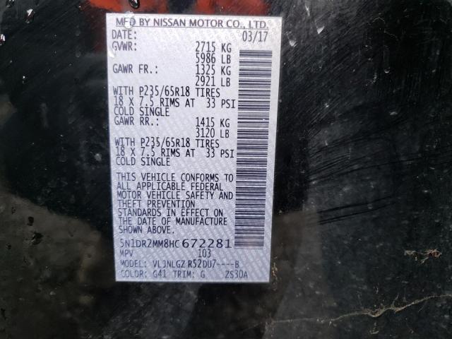 5N1DR2MM8HC672281 - 2017 NISSAN PATHFINDER 黑色 照片 13