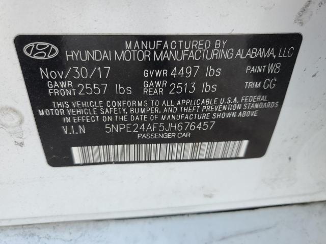 5NPE24AF5JH676457 - 2018 HYUNDAI SONATA SE WHITE photo 12