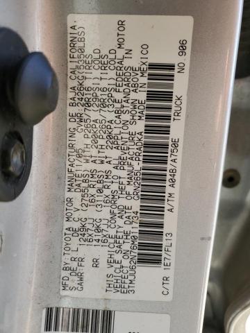 3TMJU62N76M011734 - 2006 TOYOTA TACOMA DOUBLE CAB PRERUNNER SILVER photo 12