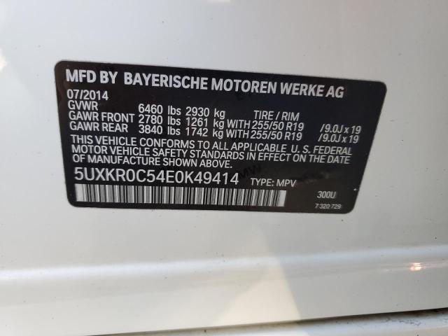 5UXKR0C54E0K49414 - 2014 BMW X5 XDRIVE35I WHITE photo 12
