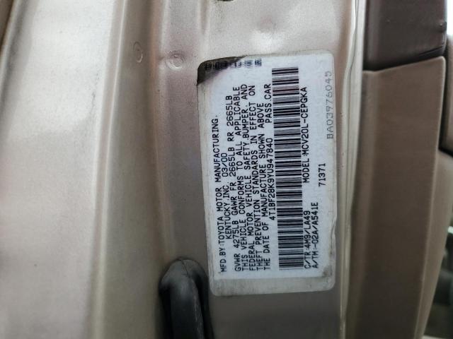 4T1BF28K9YU947840 - 2000 TOYOTA CAMRY LE TAN photo 12