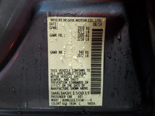 1N4AL3AP2FC150035 - 2015 NISSAN ALTIMA 2.5 GRAY photo 12