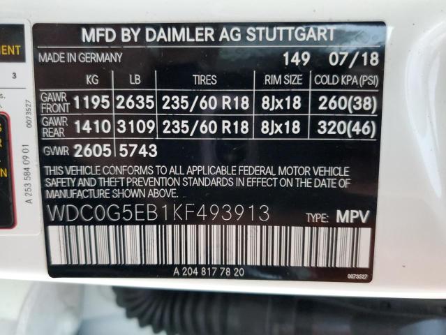 WDC0G5EB1KF493913 - 2019 MERCEDES-BENZ GLC 350E WHITE photo 13