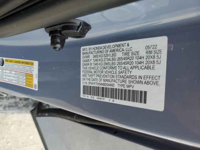 5FNYF7H54NB004460 - 2022 HONDA PASSPORT EXL BLUE photo 13