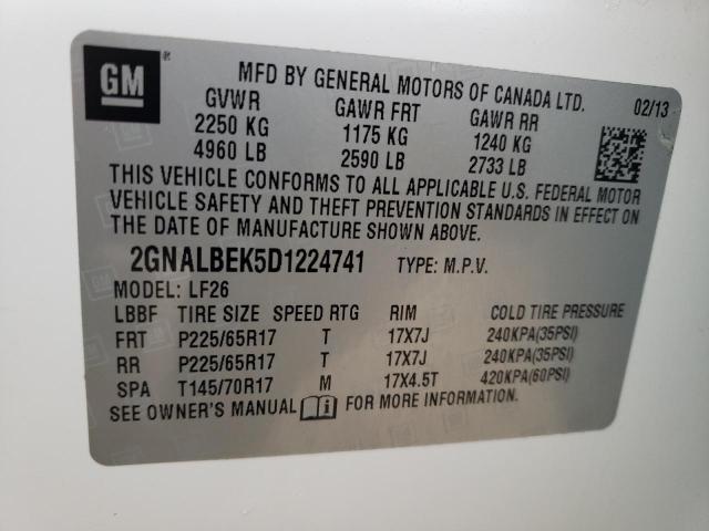 2GNALBEK5D1224741 - 2013 CHEVROLET EQUINOX LS WHITE photo 12