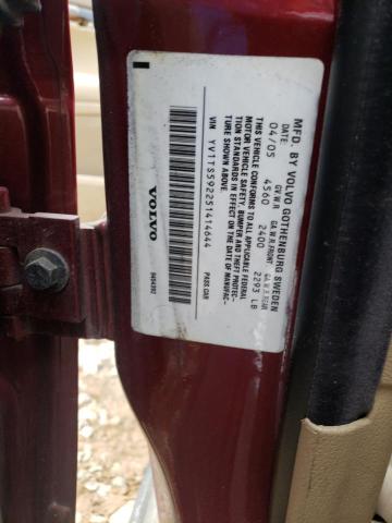 YV1TS592251414644 - 2005 VOLVO S80 2.5T MAROON photo 12